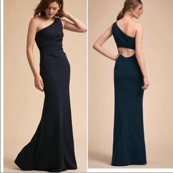Katie May Dresses & Skirts - NWT KATIE MAY Gwyneth One-Shoulder Cut-Out Black Gown size 0 made in USA revolve